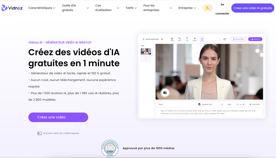 Vidnoz AI : Créer des vidéos professionnelles en moins d’une minute